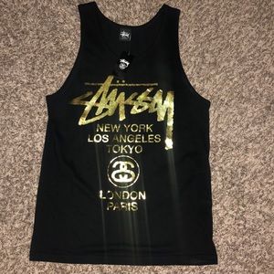 Black base with gold printed letters